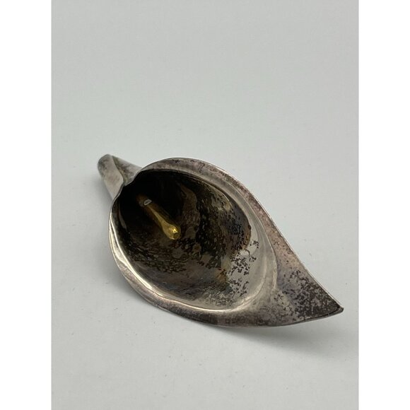 Calla Lily Brooch Stamped Mexico 525 Silver 3" Vintage - Picture 1 of 8